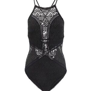 NWT Adore Me Margaret Contour Black Crocheted One Piece Swimsuit - Size S